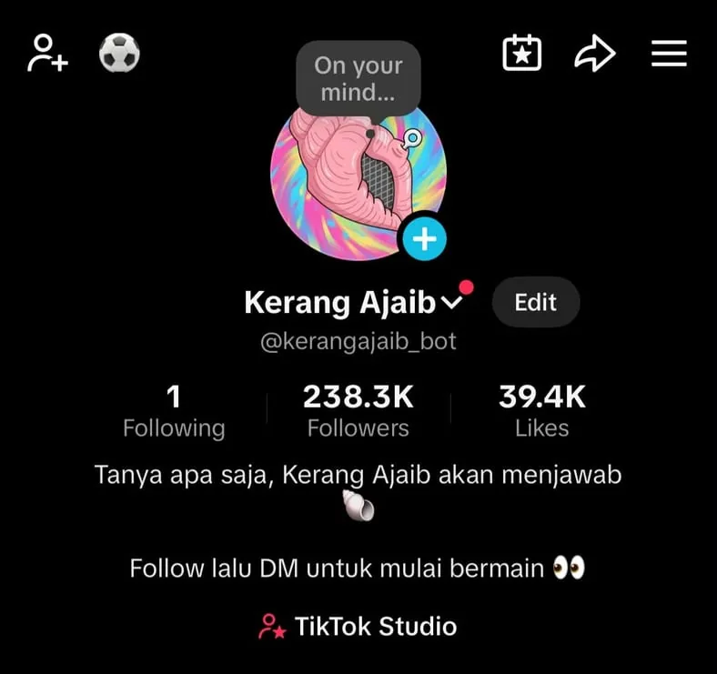 Profil TikTok @kerangajaib_bot dengan 238,3rb followers